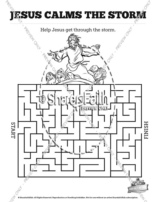Jesus Calms The Storm Bible Mazes Thumbnail Showcase