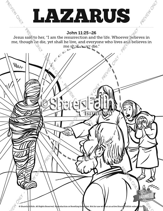 John 11 Lazarus Sunday School Coloring Pages Thumbnail Showcase