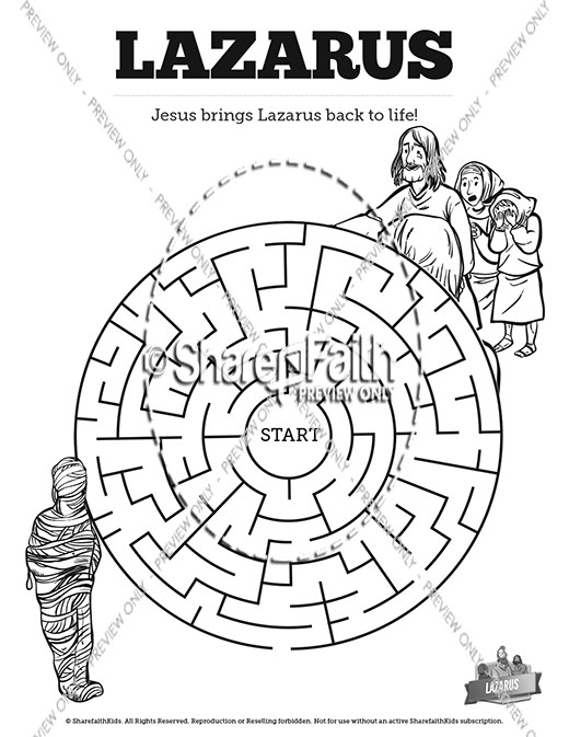 lazarus raised from the dead coloring page