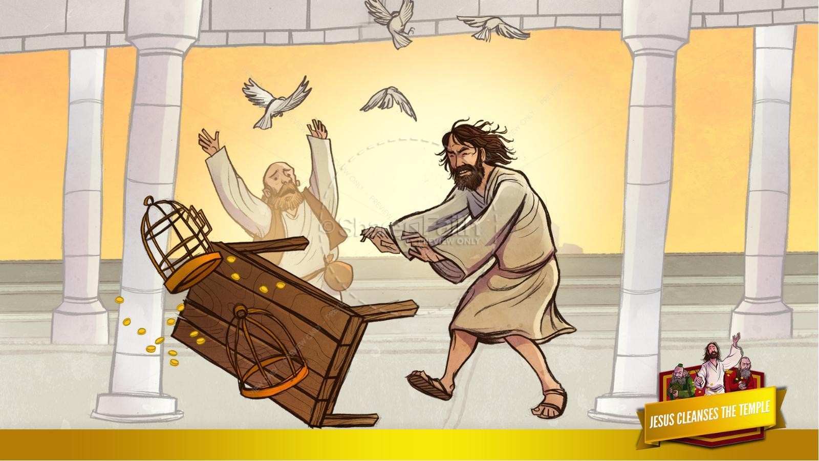 Matthew 21 Jesus Cleanses the Temple Kids Bible Story | slide 17