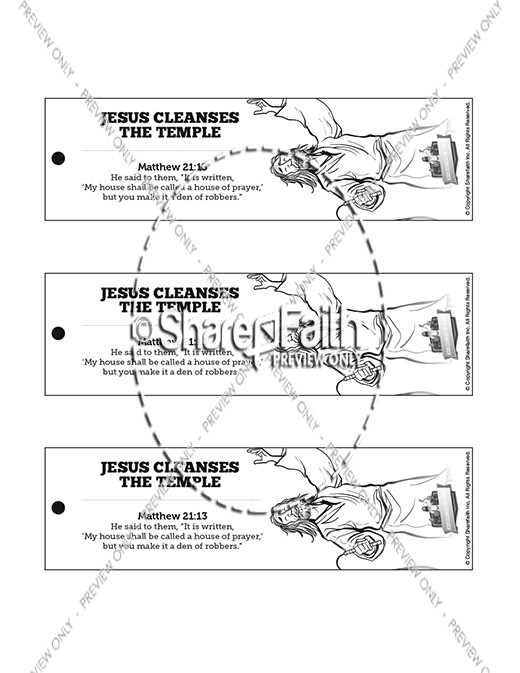 Matthew 21 Jesus Cleanses the Temple Bible Bookmarks Thumbnail Showcase