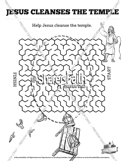 Matthew 21 Jesus Cleanses the Temple Bible Mazes