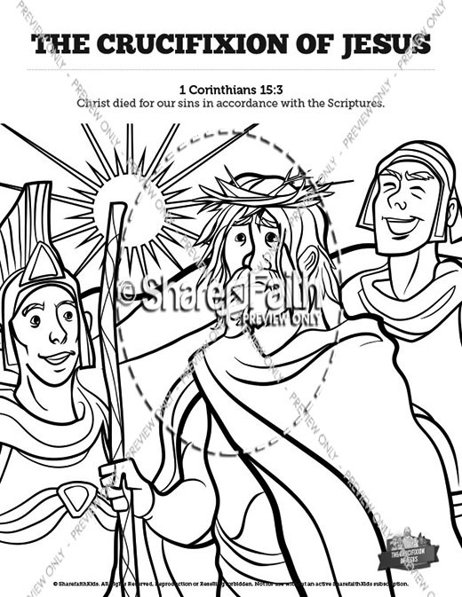 Jesus' Crucifixion Sunday School Coloring Pages Thumbnail Showcase