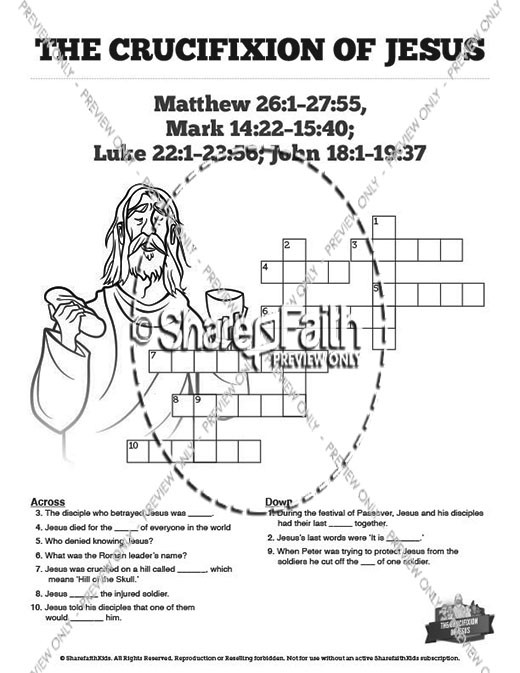 Jesus' Crucifixion Sunday School Crossword Puzzles Thumbnail Showcase