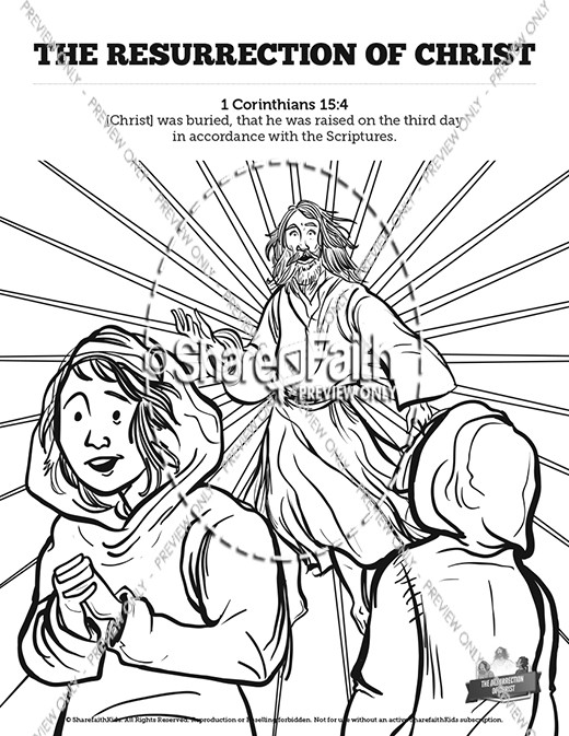 Jesus' Resurrection Sunday School Coloring Pages Thumbnail Showcase