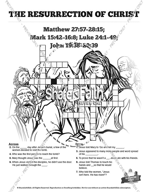 Jesus' Resurrection Sunday School Crossword Puzzles Thumbnail Showcase