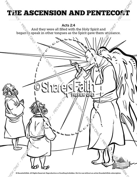 The Ascension and Pentecost Sunday School Coloring Pages