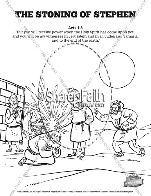 Acts 7 The Stoning of Stephen Sunday School Coloring Pages Thumbnail Showcase