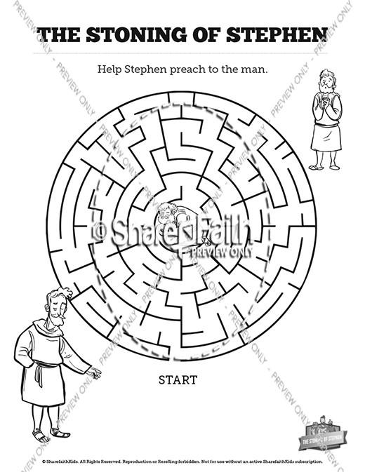 Acts 7 The Stoning of Stephen Bible Mazes Thumbnail Showcase