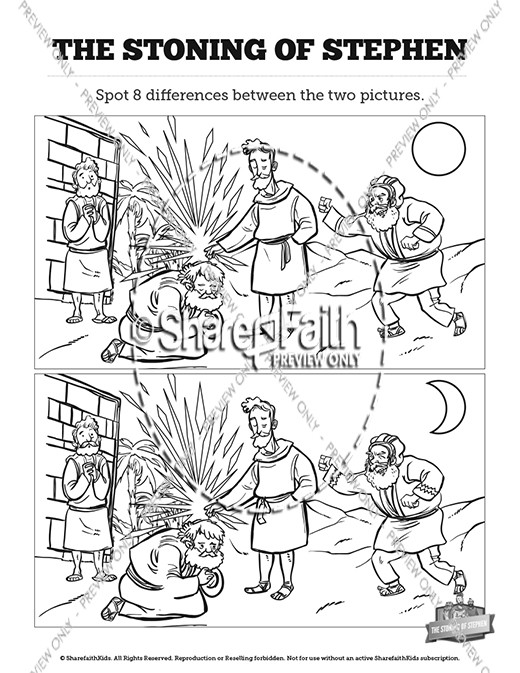 Acts 7 The Stoning of Stephen Kids Spot The Difference Thumbnail Showcase