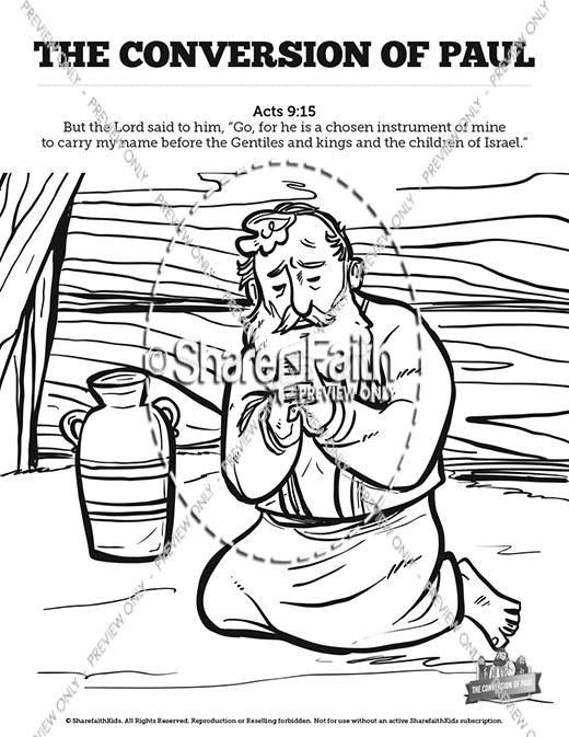 Acts 9 Paul's Conversion Sunday School Coloring Pages Thumbnail Showcase