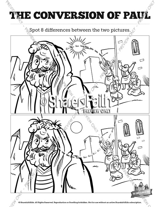Acts 9 Paul's Conversion Kids Spot The Difference Thumbnail Showcase