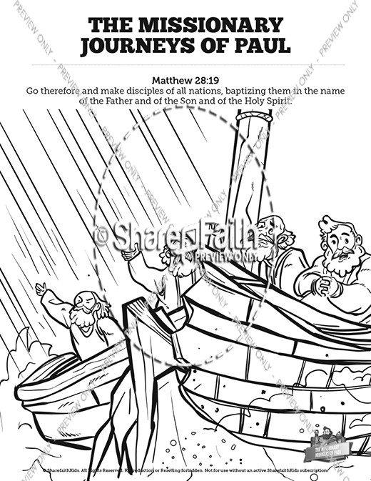 Paul's Missionary Journeys Sunday School Coloring Pages Thumbnail Showcase