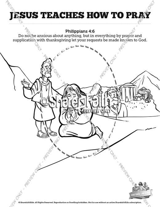 The Lord's Prayer Sunday School Coloring Pages Thumbnail Showcase