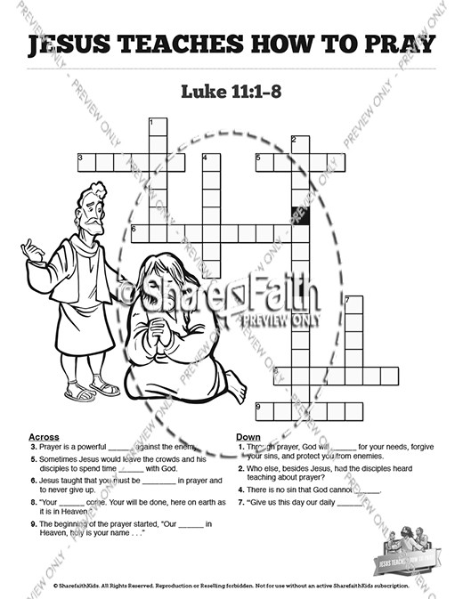 The Lord's Prayer Sunday School Crossword Puzzles Thumbnail Showcase