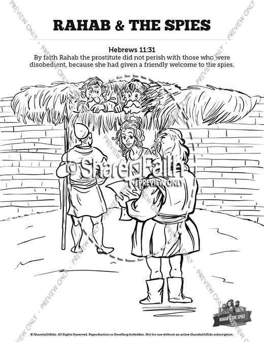 Joshua 2 The Story of Rahab Sunday School Coloring Pages Thumbnail Showcase