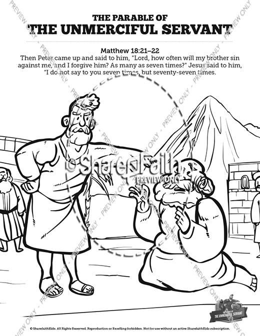 Matthew 18 The Parable of the Unforgiving Servant Sunday School Coloring Pages Thumbnail Showcase