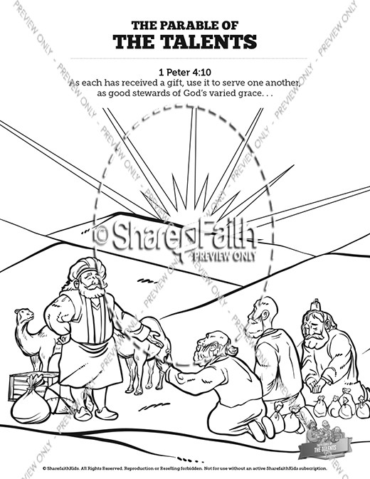 The Parable of the Talents Sunday School Coloring Pages Thumbnail Showcase
