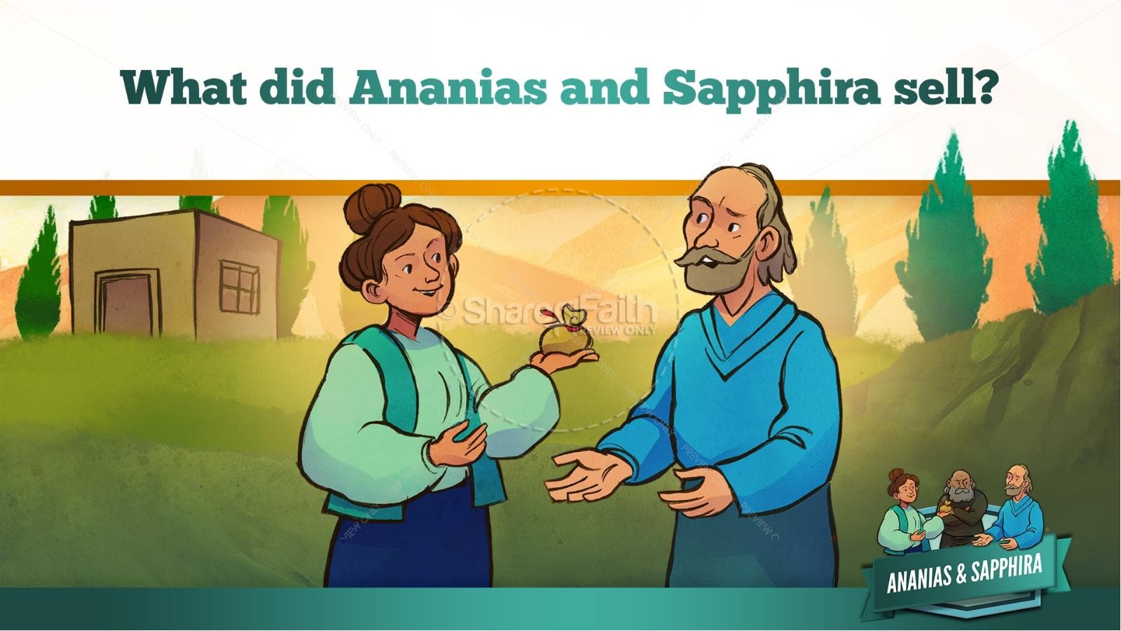 Acts 5 Ananias and Sapphira Kids Bible Stories | slide 13