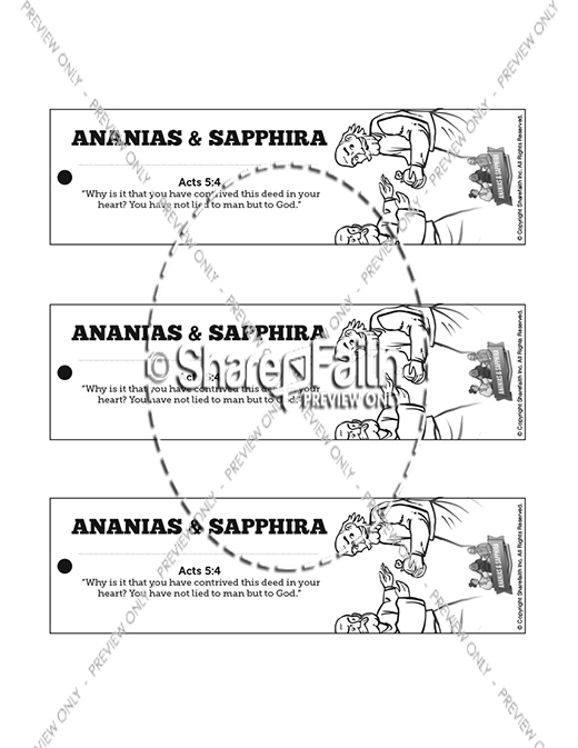 Acts 5 Ananias and Sapphira Bible Bookmarks Thumbnail Showcase