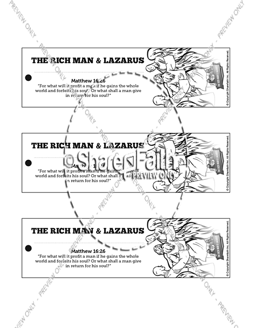 Luke 16 Lazarus and the Rich Man Bible Bookmarks Thumbnail Showcase