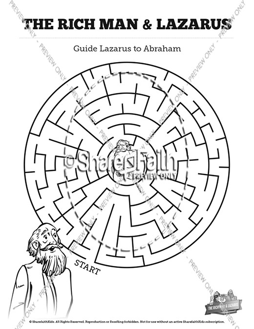 Luke 16 Lazarus and the Rich Man Bible Mazes | Clover Media