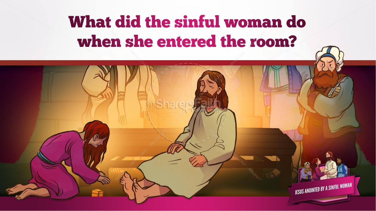 Luke 7 Woman Washes Jesus Feet Kids Bible Story | slide 16