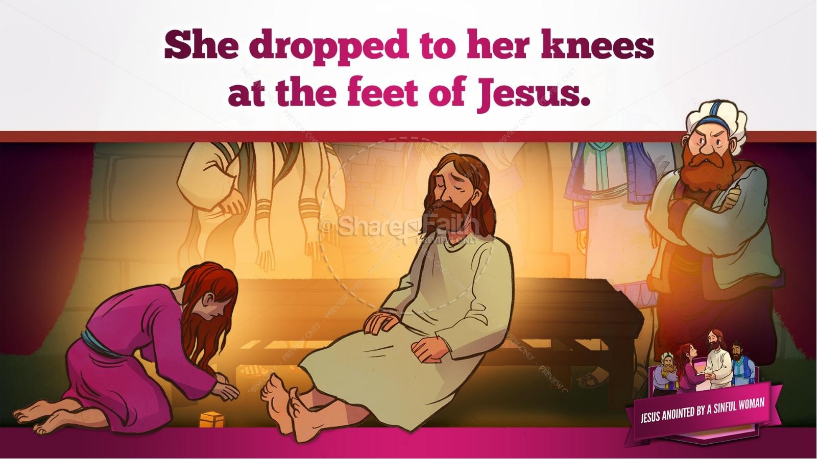 Luke 7 Woman Washes Jesus Feet Kids Bible Story | slide 17