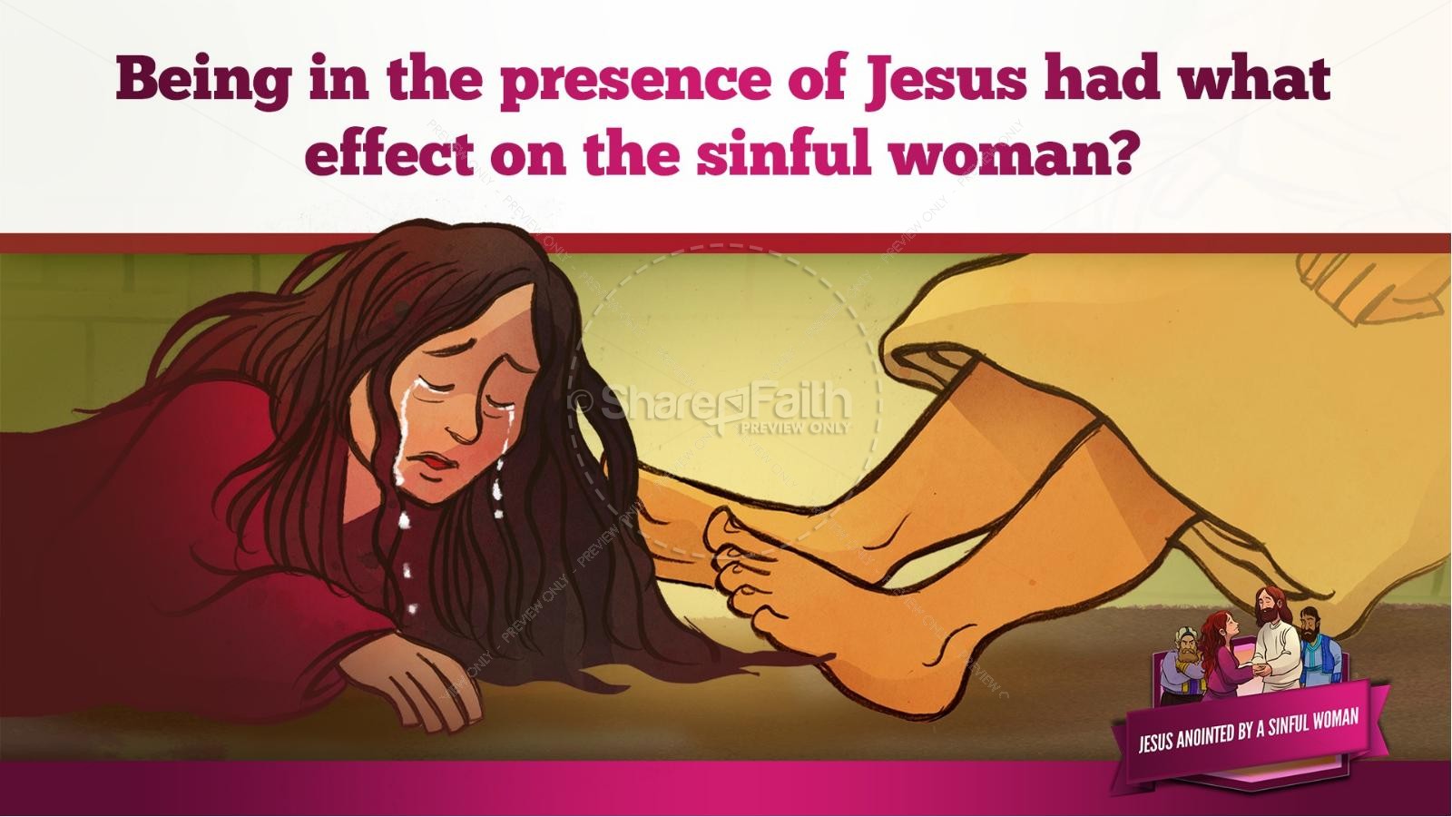 Luke 7 Woman Washes Jesus Feet Kids Bible Story | slide 20