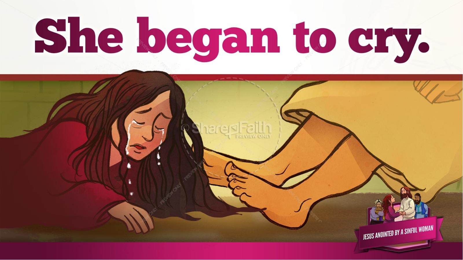 Luke 7 Woman Washes Jesus Feet Kids Bible Story | slide 21