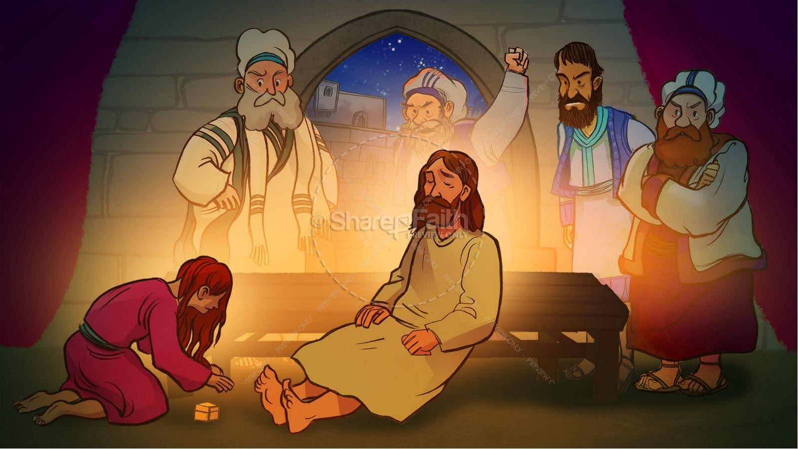 Luke 7 Woman Washes Jesus Feet Kids Bible Story | slide 3