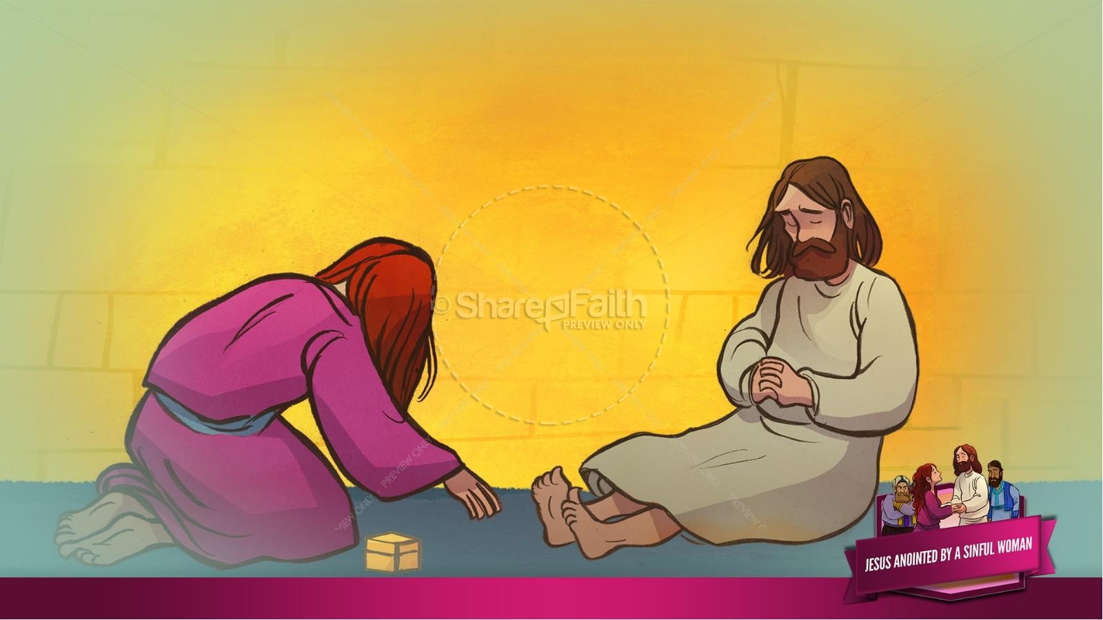 Luke 7 Woman Washes Jesus Feet Kids Bible Story | slide 27