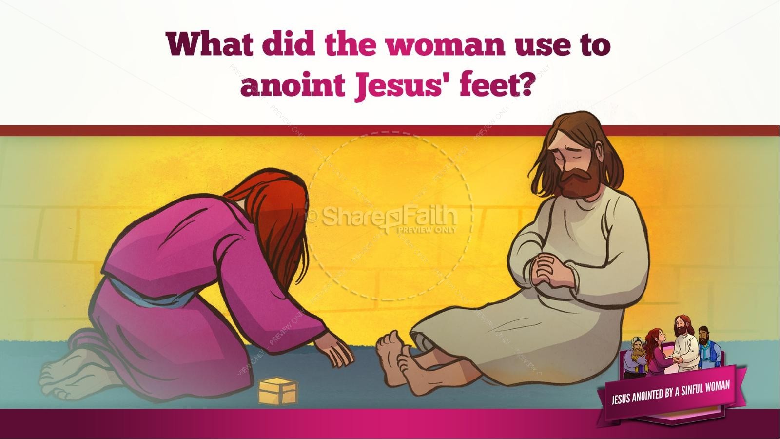 Luke 7 Woman Washes Jesus Feet Kids Bible Story | slide 28