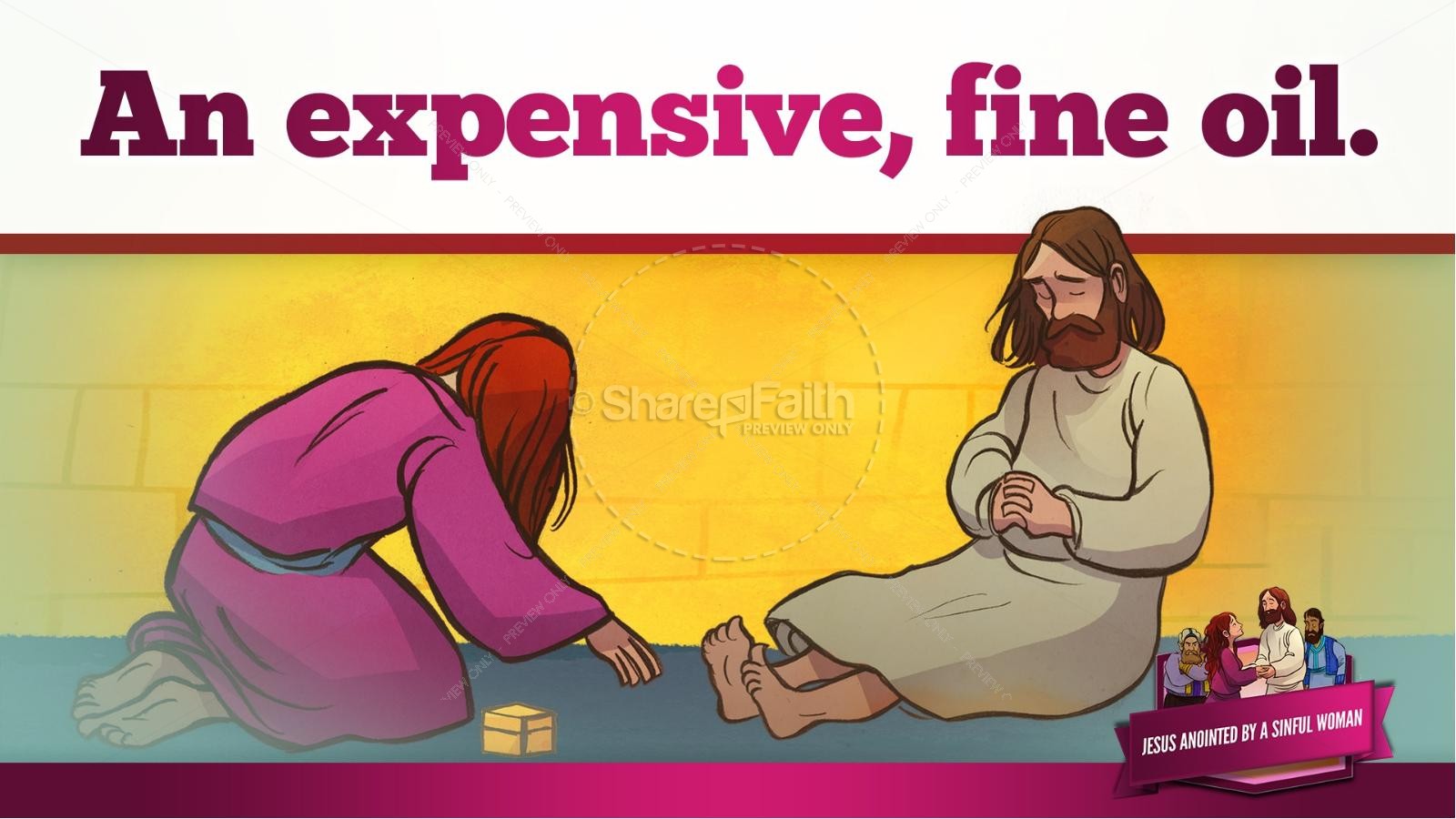 Luke 7 Woman Washes Jesus Feet Kids Bible Story | slide 29