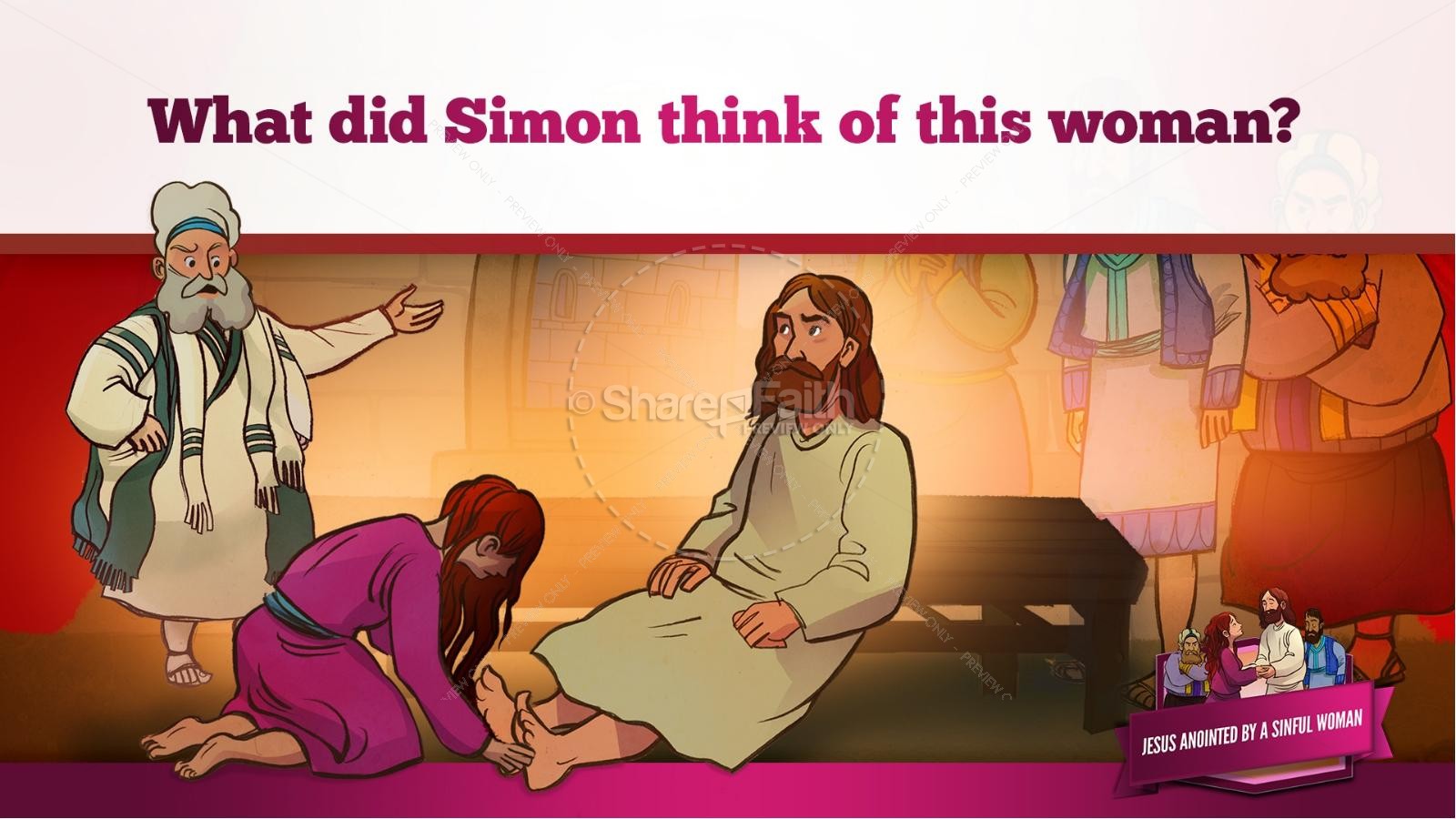 Luke 7 Woman Washes Jesus Feet Kids Bible Story | slide 32