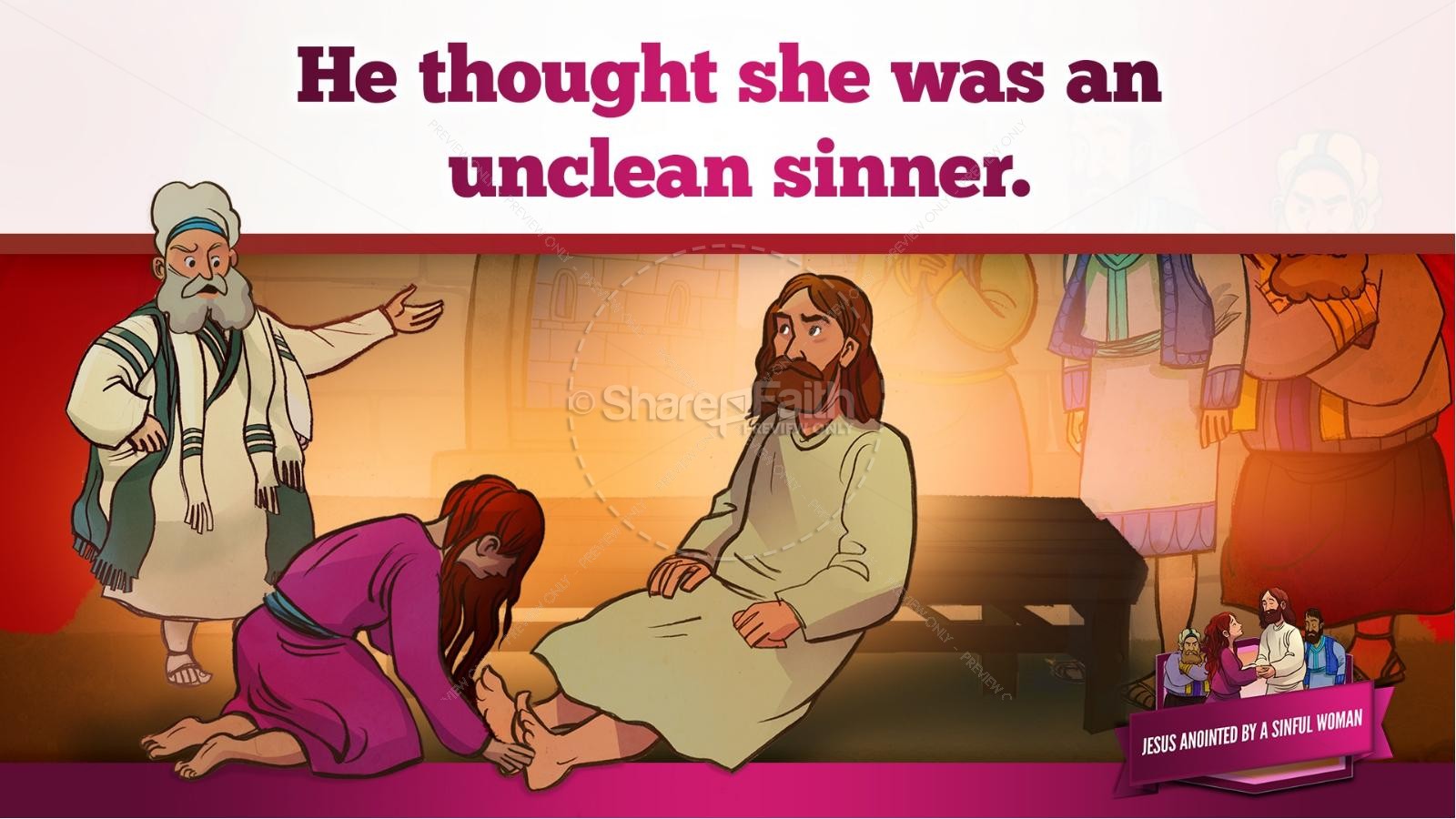 Luke 7 Woman Washes Jesus Feet Kids Bible Story | slide 33