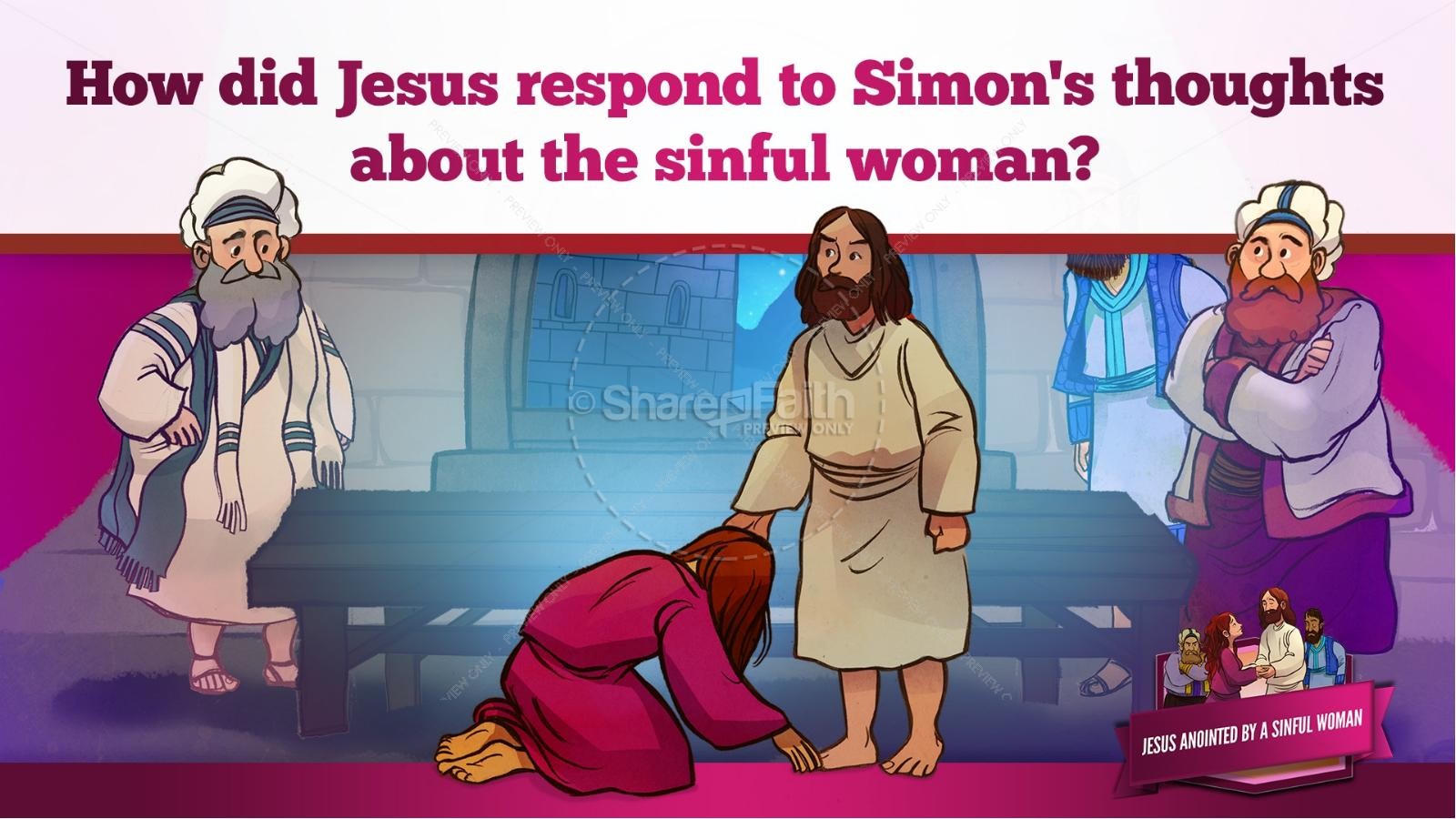 Luke 7 Woman Washes Jesus Feet Kids Bible Story | slide 36