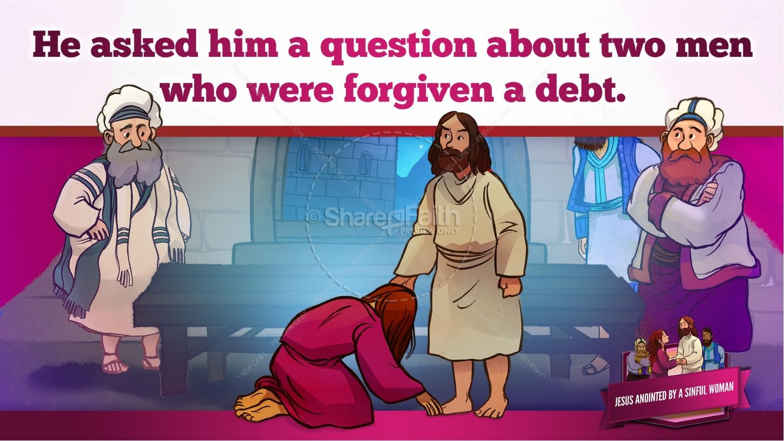 Luke 7 Woman Washes Jesus Feet Kids Bible Story | slide 37