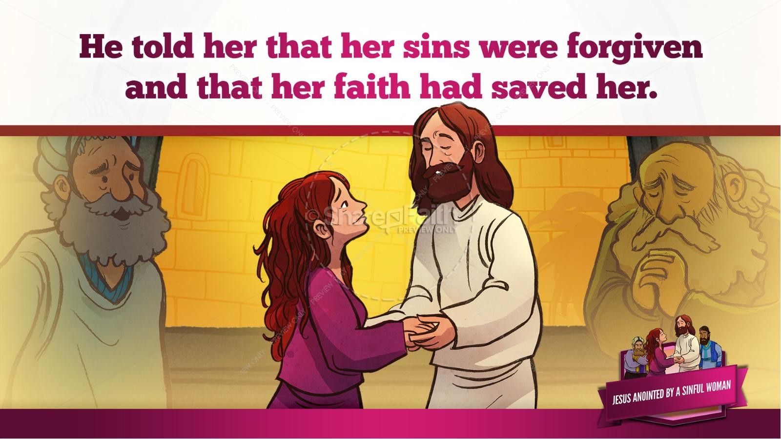 Luke 7 Woman Washes Jesus Feet Kids Bible Story | slide 41