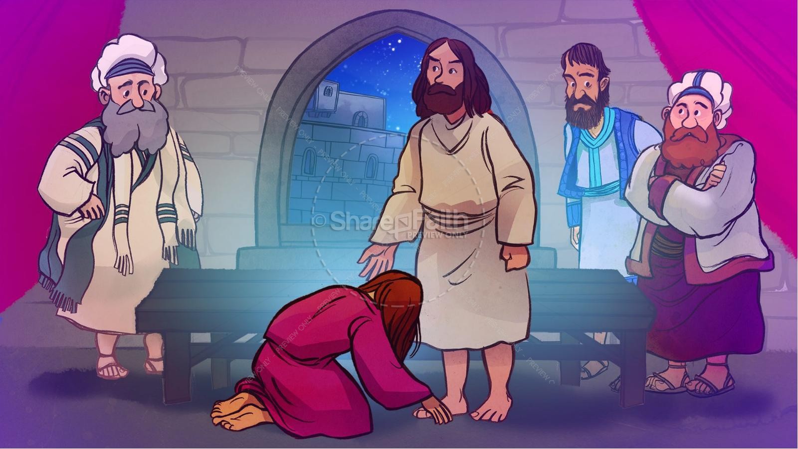 Luke 7 Woman Washes Jesus Feet Kids Bible Story | slide 8