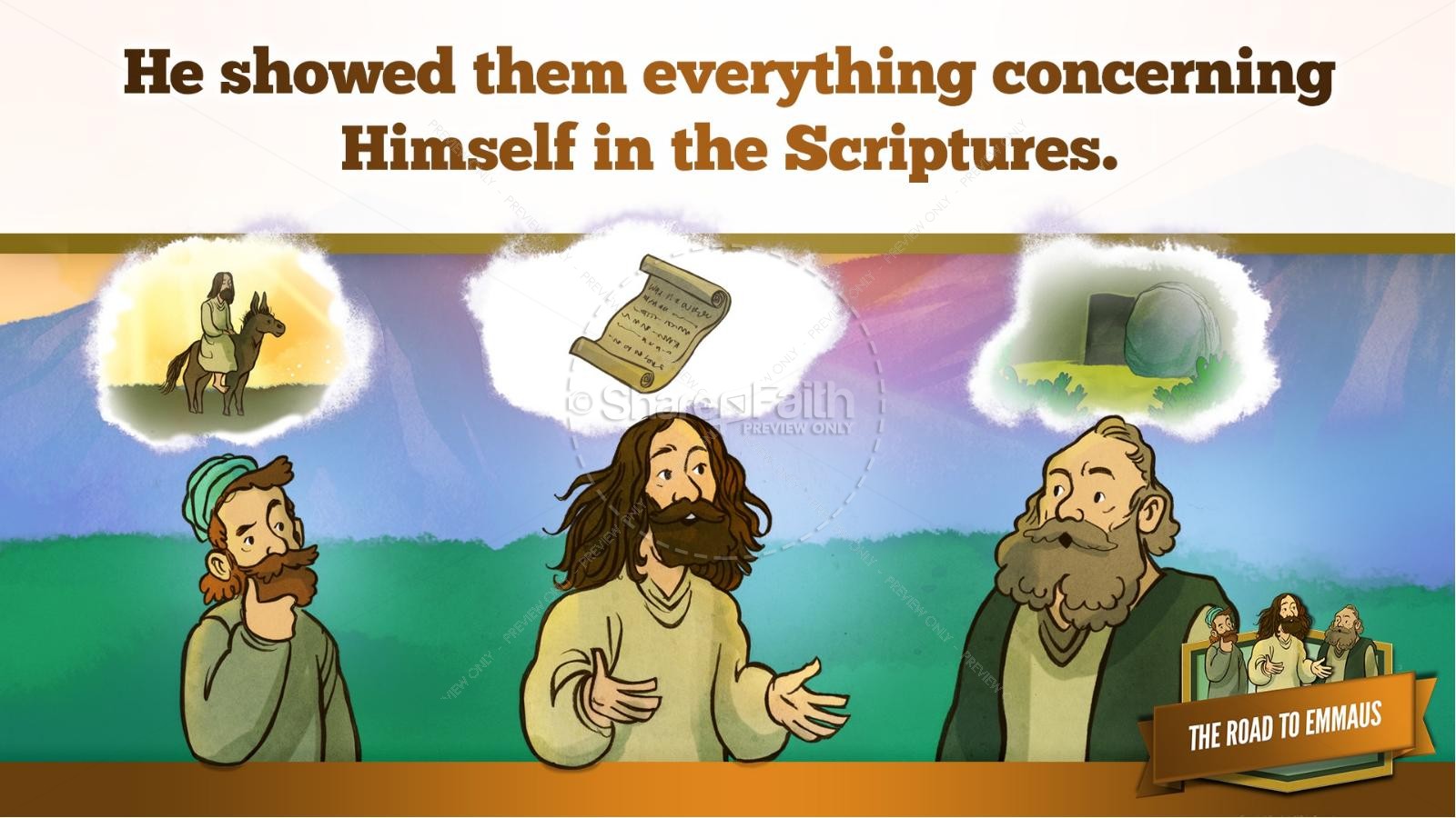 Luke 24 Road to Emmaus Kids Bible Stories | slide 19