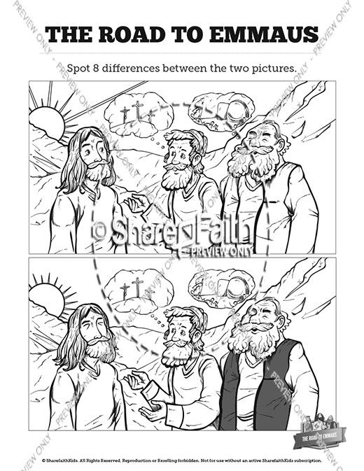 Luke 24 Road to Emmaus Kids Spot The Difference Thumbnail Showcase