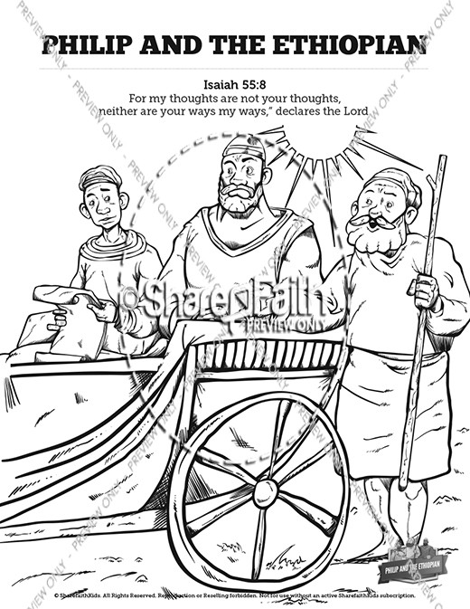 Acts 8 Philip and the Ethiopian Sunday School Coloring Pages | Clover Media