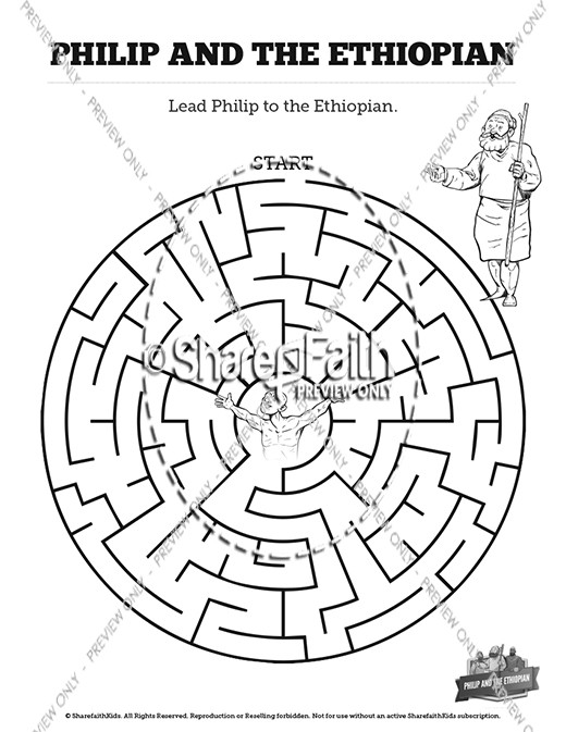 Acts 8 Philip and the Ethiopian Bible Mazes Thumbnail Showcase