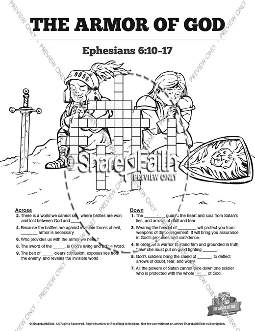 Ephesians 6 The Armor of God Sunday School Crossword Puzzles Thumbnail Showcase