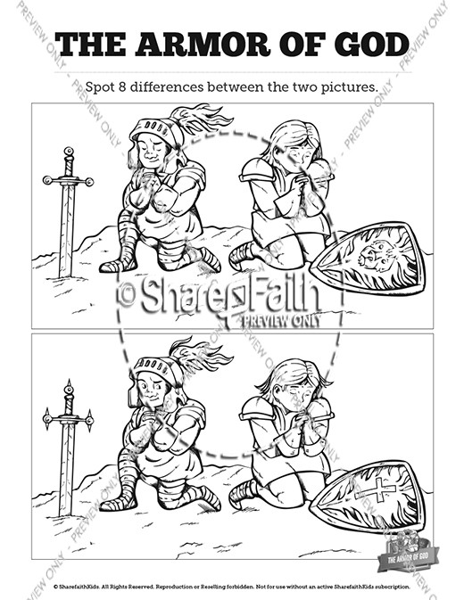 Ephesians 6 The Armor of God Kids Spot The Difference Thumbnail Showcase