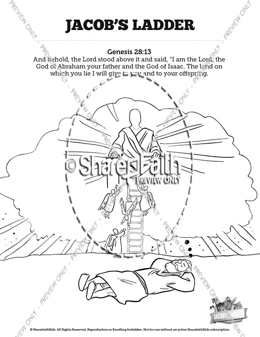 Genesis 28 Jacobs Ladder Sunday School Coloring Pages Thumbnail Showcase