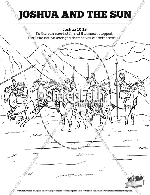 Joshua 10 Sun Stand Still Sunday School Coloring Pages Thumbnail Showcase