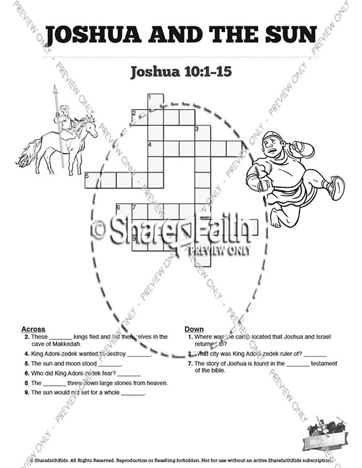 Joshua 10 Sun Stand Still Sunday School Crossword Puzzles Thumbnail Showcase