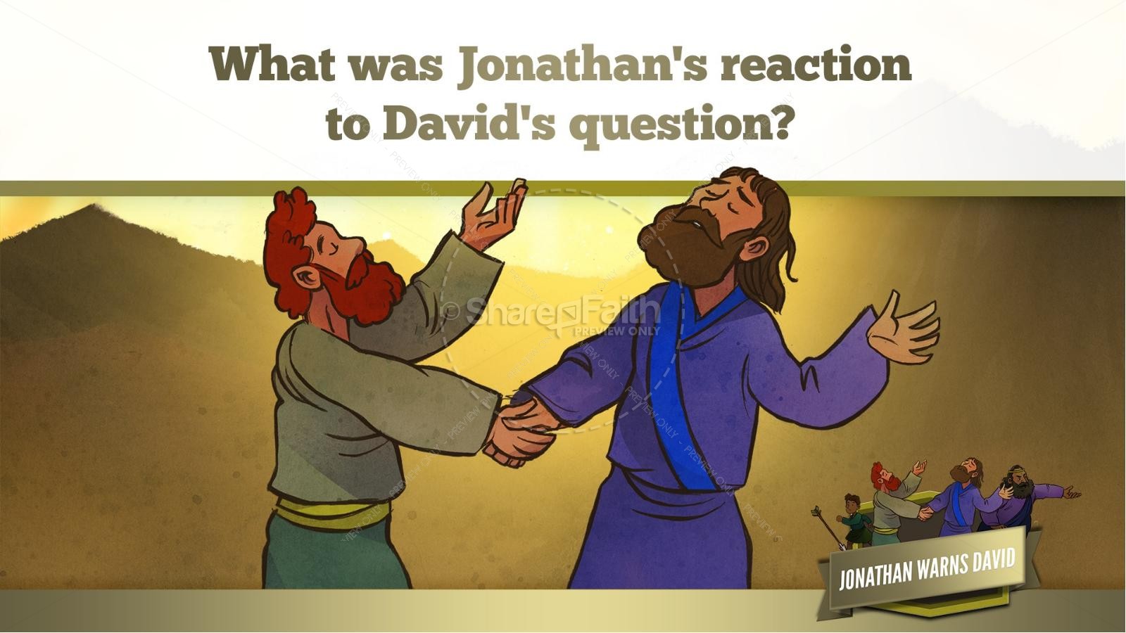 1 Samuel 20 David and Jonathan Kids Bible Story | slide 16